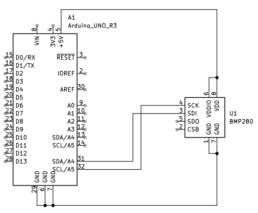 Schema Arduino UNO R3 en BMP280