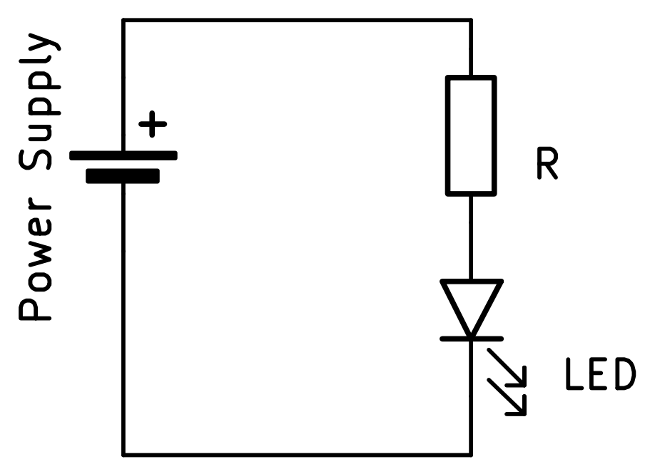 Schema van LED met serieweerstand